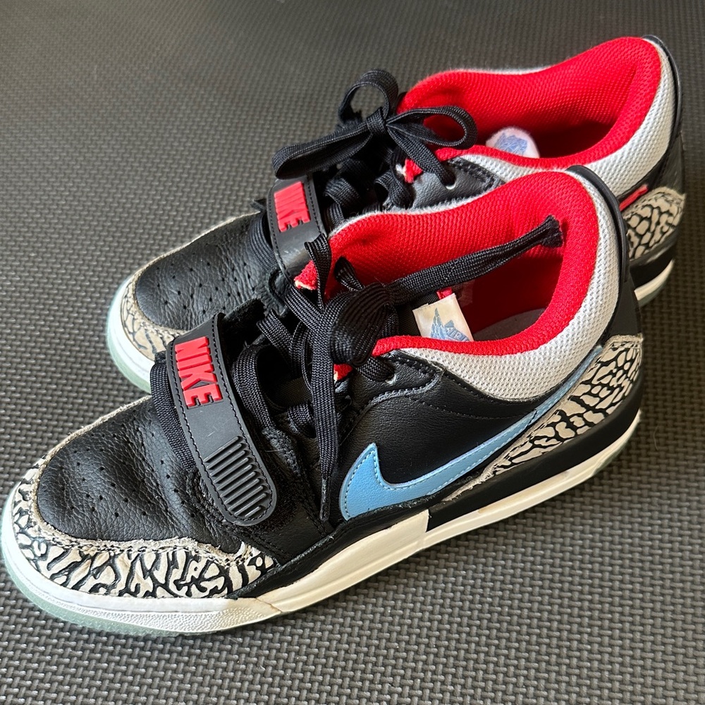 Jordan Kids Black and Red Sneakers with Blue Accent